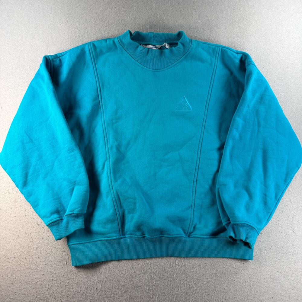 Vintage Le Coq Sportif Sweatshirt Mens L Teal Embroidered Logo Crewneck 90s